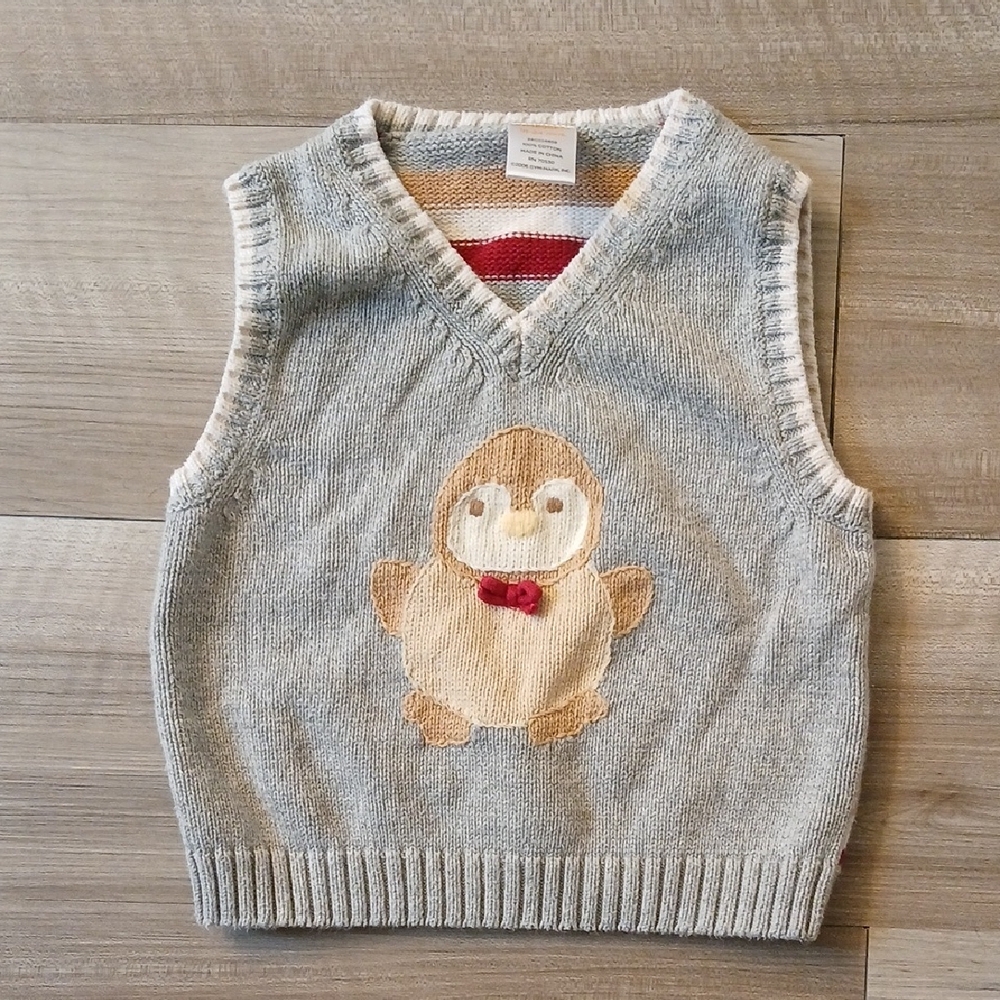 Gymboree Holiday Friends Penguin Sweater Vest Vintage Size 18-24 Months (J)